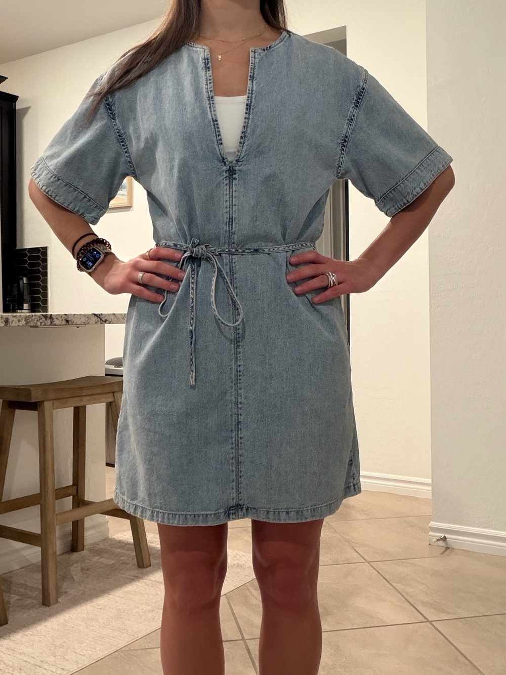 Frame Denim Light Wash Denim Mini Dress